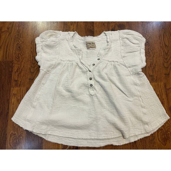 We The Free Women's Horizon Double Gauze Cotton Top – White – Size Medium - Picture 1 of 7